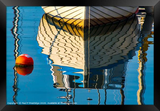 Boat and Buoy Reflection Framed Print by Paul F Prestidge