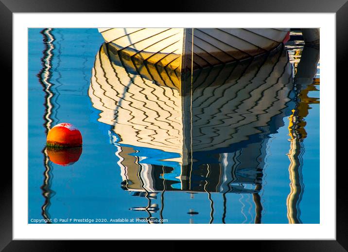 Boat and Buoy Reflection Framed Mounted Print by Paul F Prestidge