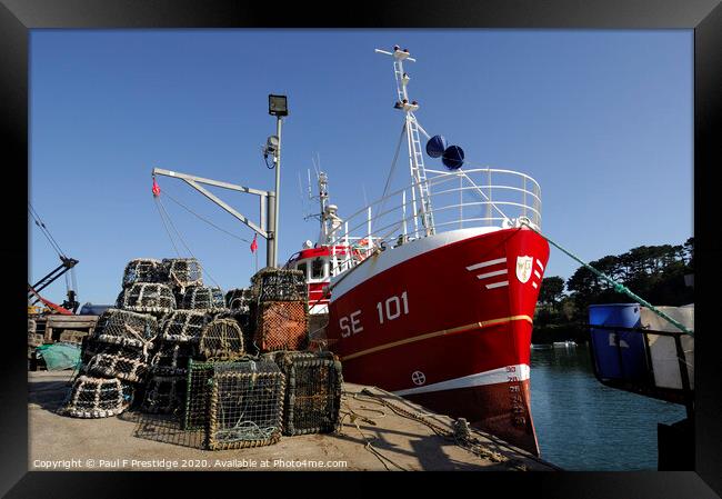 Red Fishing Boat with Pots Framed Print by Paul F Prestidge
