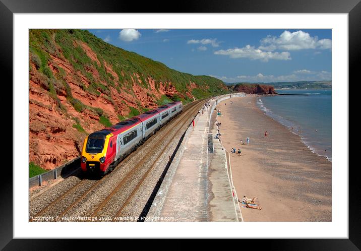 Train Passing Dawlish Beach, Devon Framed Mounted Print by Paul F Prestidge