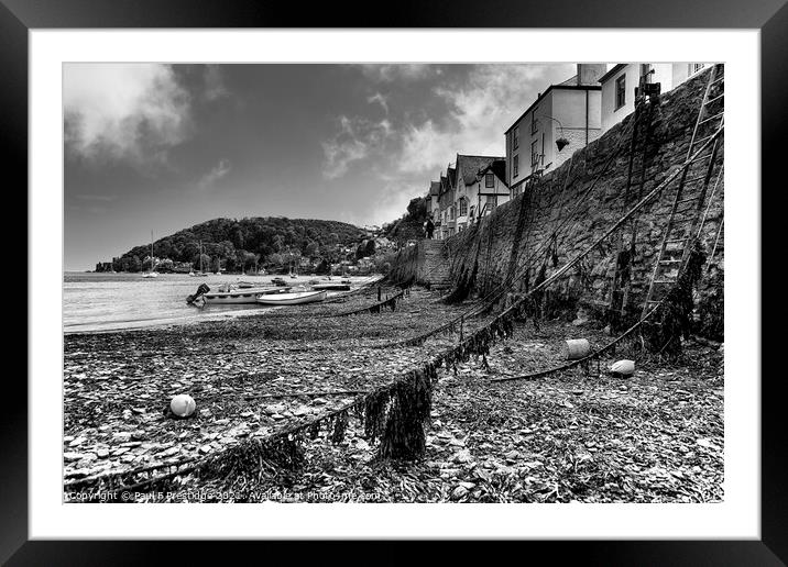 Bayards Cove Dartmouth at Low Tide Mono Framed Mounted Print by Paul F Prestidge