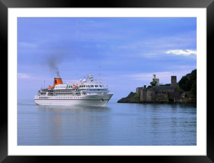 Cruise Ship MS Bremen at the Mouth of the River Da Framed Mounted Print by Paul F Prestidge