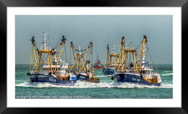 Neck and Neck in the Trawler Race Framed Mounted Print by Paul F Prestidge