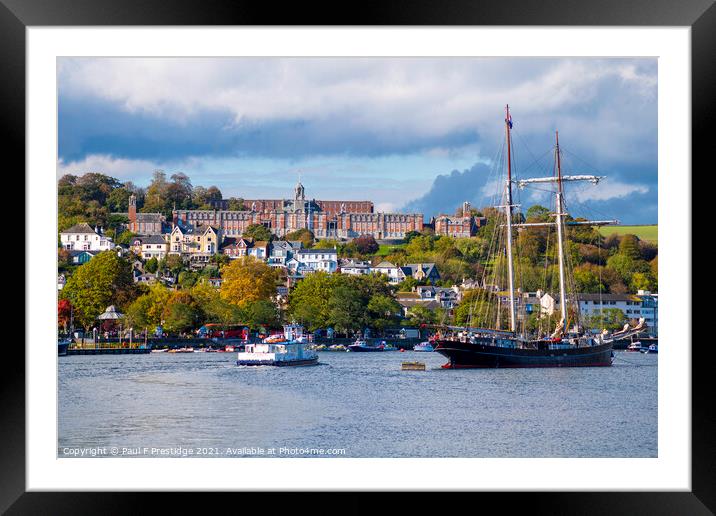 Dartmouth Naval College and a Tall Ship Framed Mounted Print by Paul F Prestidge
