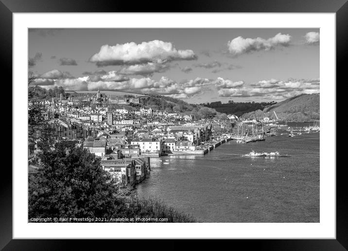 Dartmouth and the River Dart Monochrome Framed Mounted Print by Paul F Prestidge
