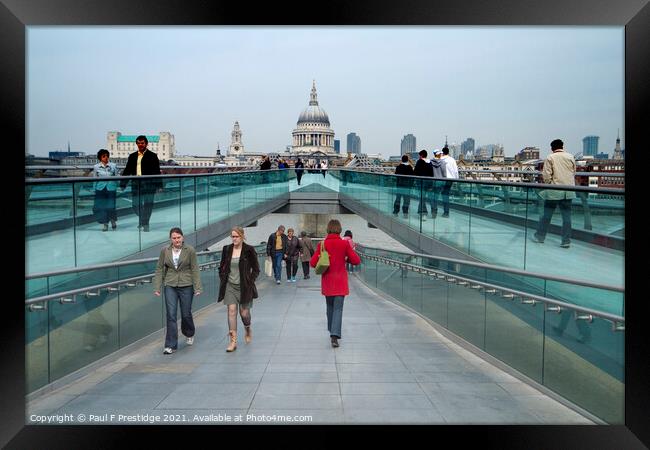 London Millennium Foot Bridge  Framed Print by Paul F Prestidge