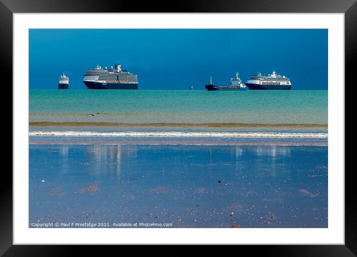 Cruise Ships off Goodrington Devon Framed Mounted Print by Paul F Prestidge