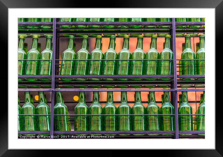 Empty green bottles Framed Mounted Print by Marco Bicci