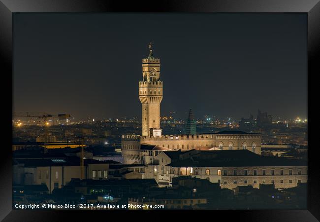 Night view of Florence Framed Print by Marco Bicci