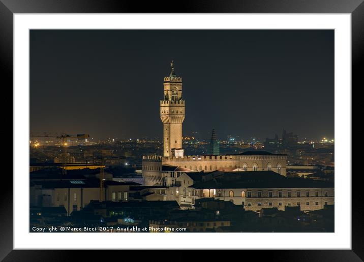 Night view of Florence Framed Mounted Print by Marco Bicci