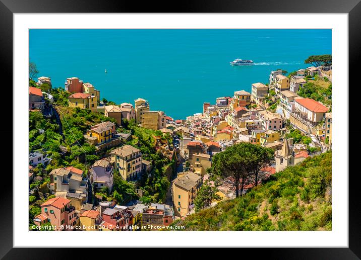 Cityscape of Riomaggiore Framed Mounted Print by Marco Bicci