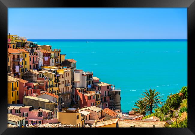 Cityscape of Riomaggiore Framed Print by Marco Bicci