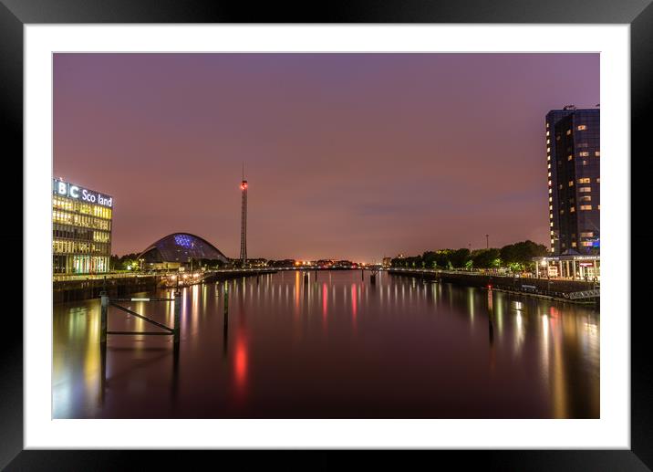 Glasgow cityscape at night Framed Mounted Print by Marco Bicci
