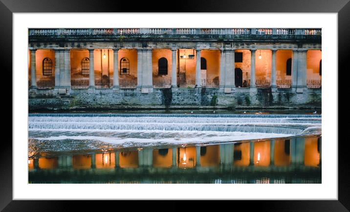 Pulteney Weir on the River Avon in Bath Framed Mounted Print by Alan Barr