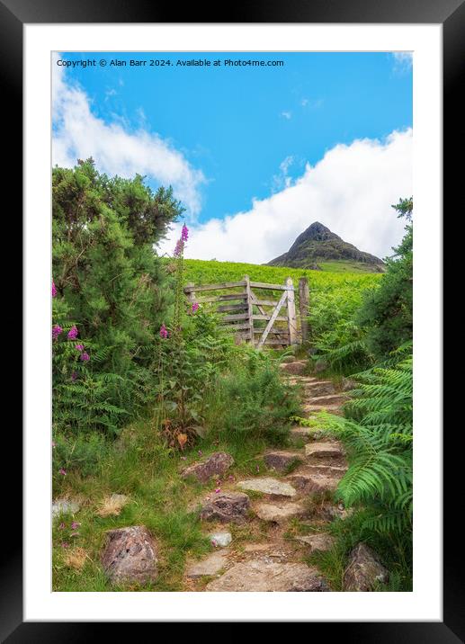 Path to Yewbarrow Mountain summit in the English L Framed Mounted Print by Alan Barr