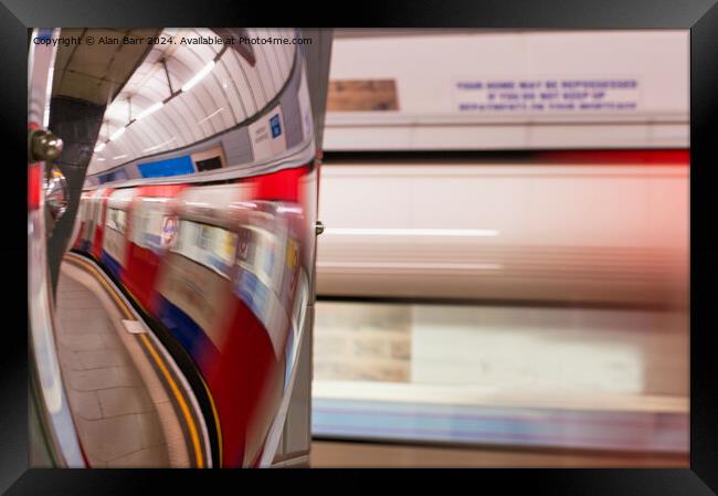 Speeding Train on the London Underground  Framed Print by Alan Barr