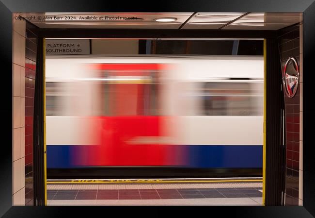 Speeding London Underground Train Framed Print by Alan Barr