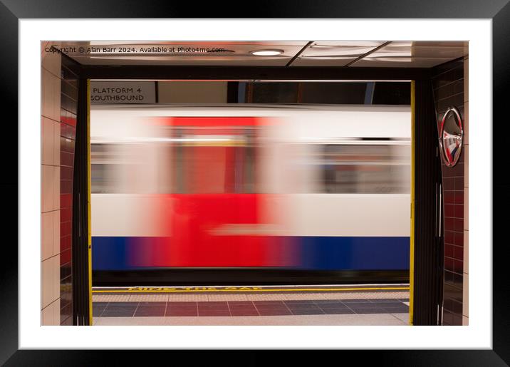 Speeding London Underground Train Framed Mounted Print by Alan Barr