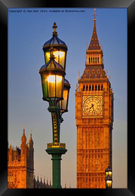 Big Ben in London's Summer Evening Light Framed Print by Alan Barr