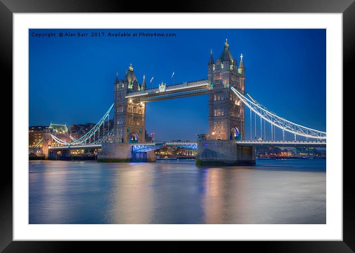 Tower Bridge in the Evening London Skyline Framed Mounted Print by Alan Barr