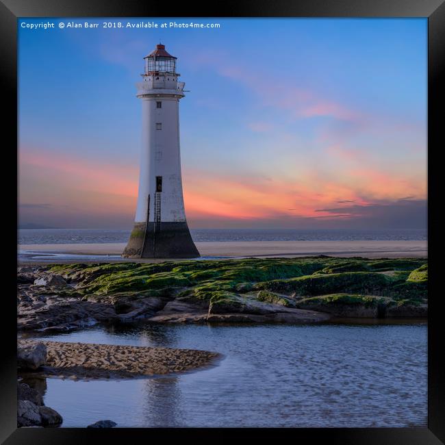 Wirral Sunset at Perch Rock Lighthouse Framed Print by Alan Barr