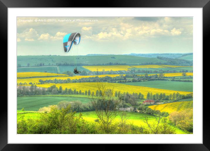 Paragliding at Butser Framed Mounted Print by Art G