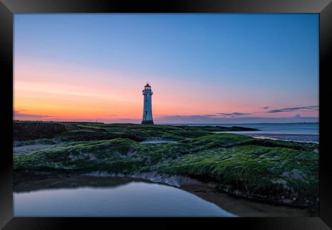 New Brighton Lighthouse Sunset Framed Print by Graham Morris