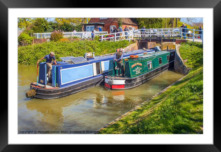 Caen Hill Locks, Kennet and Avon Canal, Wiltshire Framed Mounted Print by Michaela Gainey