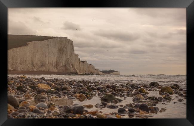 The Seven Sisters, Sussex, England, UK Framed Print by Michaela Gainey