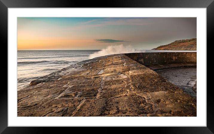 The Curved Cobb at Lyme Regis Framed Mounted Print by Alan Jackson