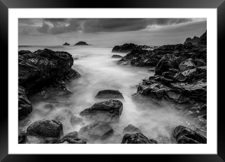 Mist On The Water in Black and White Framed Mounted Print by Jennifer Higgs