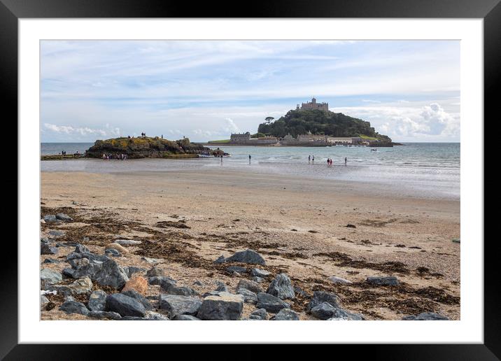 St Michael's Mount at Low Tide Framed Mounted Print by Jennifer Higgs