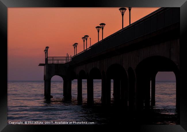 Boscombe Pier at dusk Framed Print by Phil Whyte