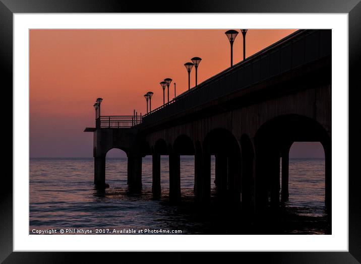 Boscombe Pier at dusk Framed Mounted Print by Phil Whyte