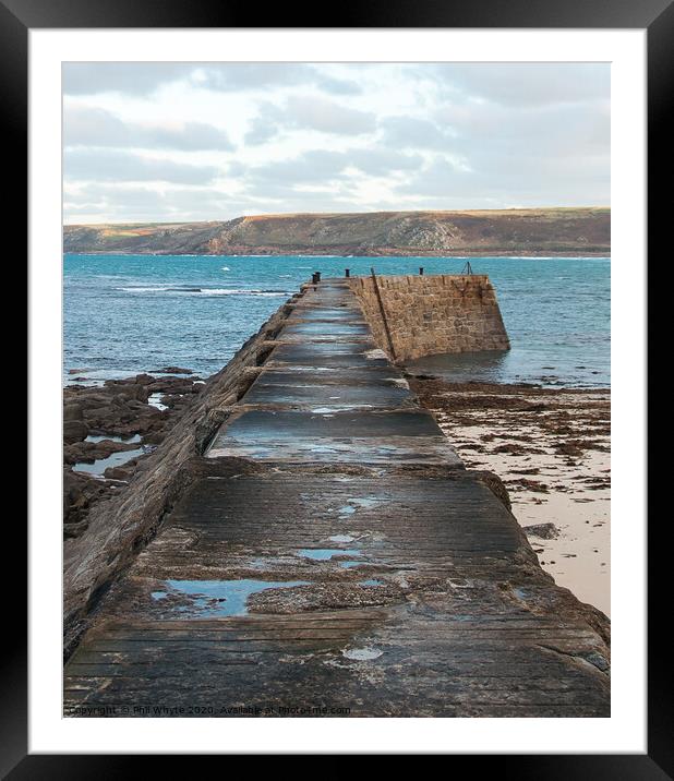 Sennen Cove Quay Wall Framed Mounted Print by Phil Whyte