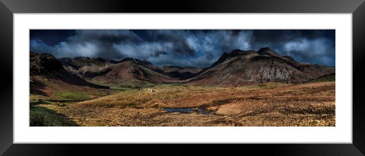 The langdale pikes and the langdale valley Framed Mounted Print by Nick Lukey