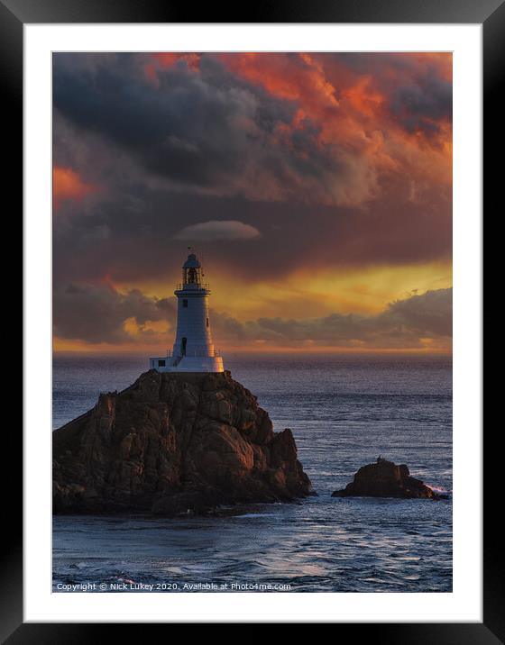Le Corbiere Lighthouse  Jersey Framed Mounted Print by Nick Lukey