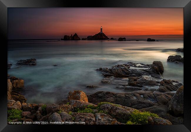 Le Corbiere Lighthouse Island of Jersey Framed Print by Nick Lukey