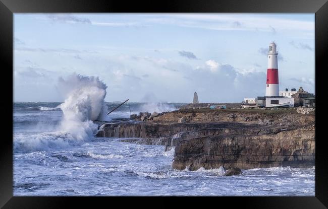 Stormy Seas @ Portland Bill Lighthouse Framed Print by Ben Buller