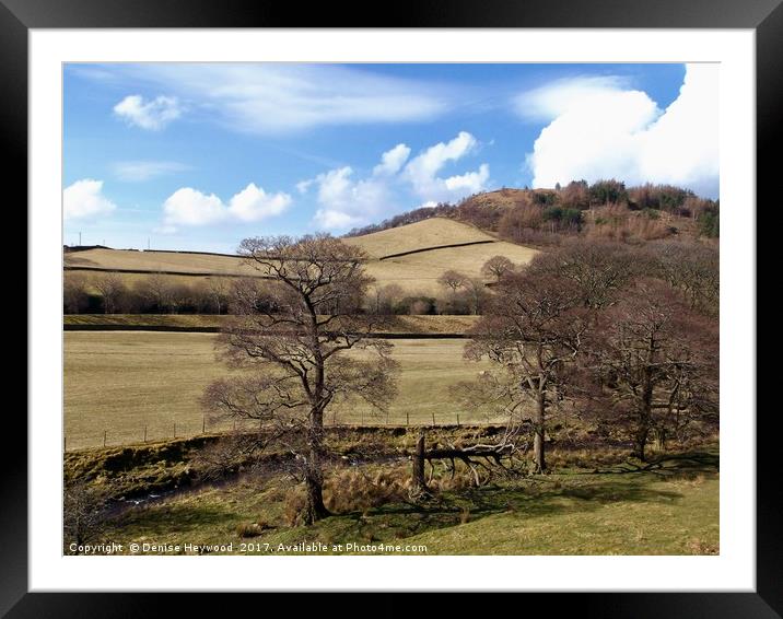 Shire Hill in Winter Framed Mounted Print by Denise Heywood