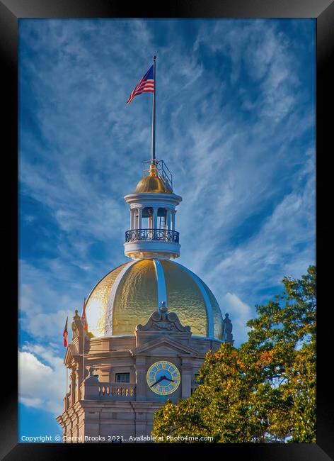 Gold Domed Clock Tower on City Hall Framed Print by Darryl Brooks