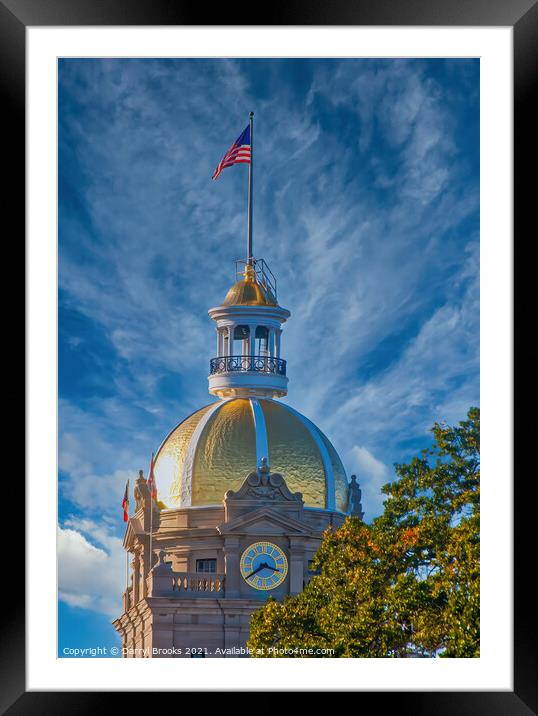 Gold Domed Clock Tower on City Hall Framed Mounted Print by Darryl Brooks