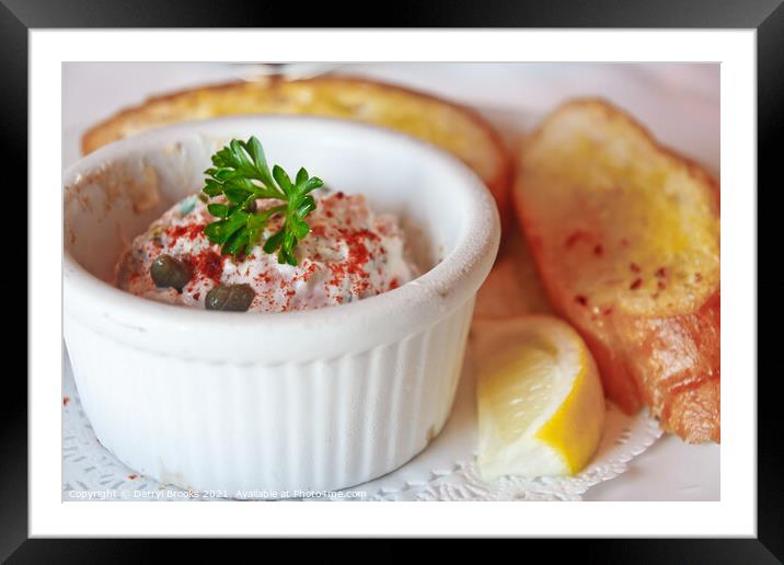 Seafood Dip in ramekin with Garlic Toast Framed Mounted Print by Darryl Brooks