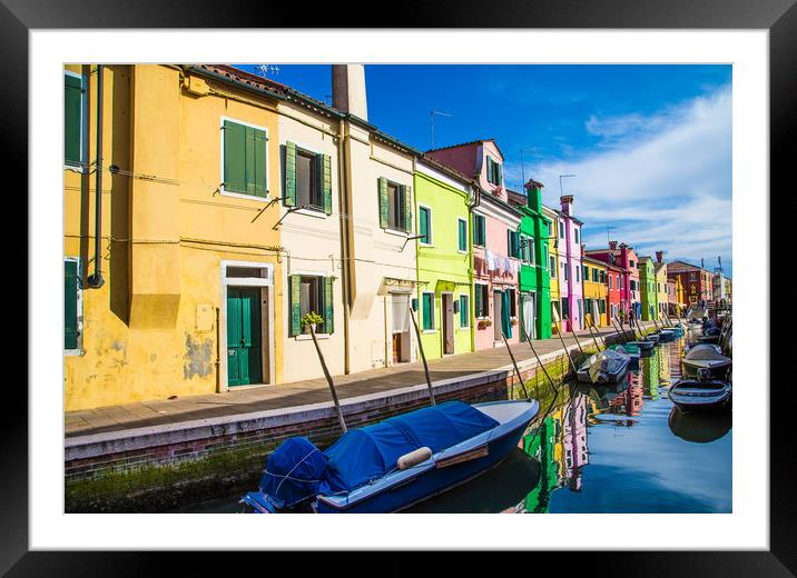 Boats in Burano Framed Mounted Print by Darryl Brooks