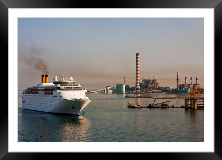 Cruise Ship Into Industrial Area Framed Mounted Print by Darryl Brooks