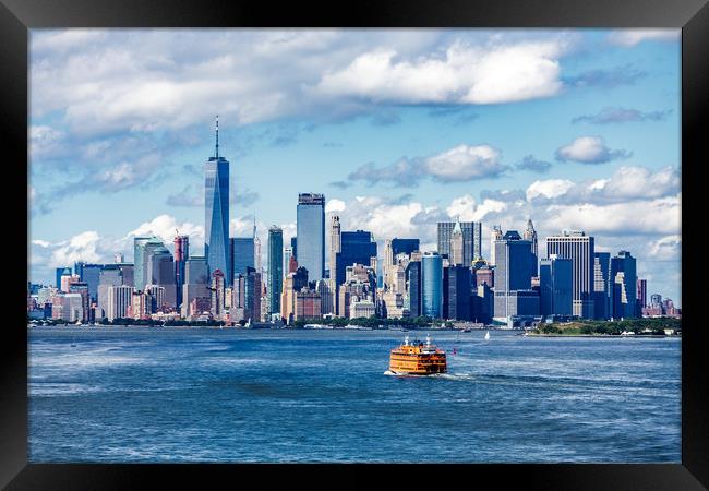 Staten Island Ferry and Manhattan Skyline Framed Print by Darryl Brooks