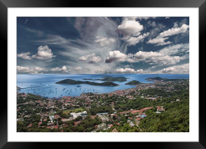 St Thomas Bay from Mountains Framed Mounted Print by Darryl Brooks