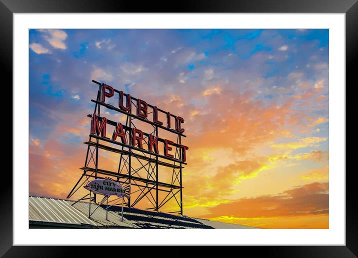 Seattle Public Market Framed Mounted Print by Darryl Brooks