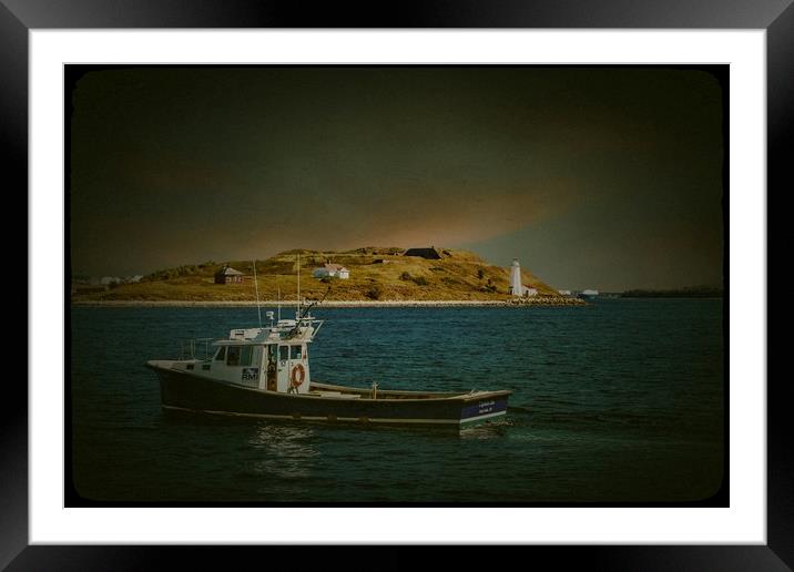 Fishing Boat Past Small Lighthouse Framed Mounted Print by Darryl Brooks