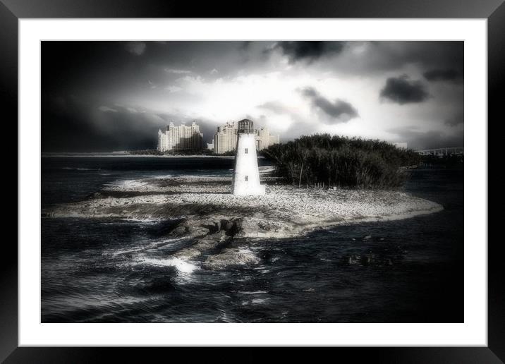 Bahamas Lighthouse with Resort Framed Mounted Print by Darryl Brooks